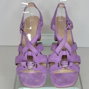 KATE SPADE New York Ella Suede Block Heel Strappy Sandals Lilac sz 6.5